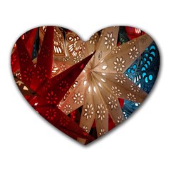 Poinsettia Red Blue White Heart Mousepads