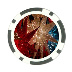 Poinsettia Red Blue White Poker Chip Card Guard by Nexatart