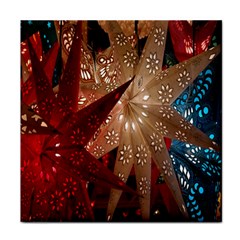 Poinsettia Red Blue White Face Towel