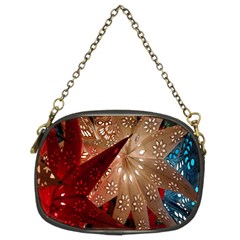 Poinsettia Red Blue White Chain Purses (Two Sides) 