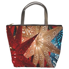Poinsettia Red Blue White Bucket Bags