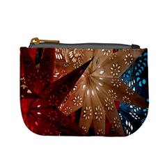 Poinsettia Red Blue White Mini Coin Purses