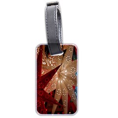 Poinsettia Red Blue White Luggage Tags (Two Sides)