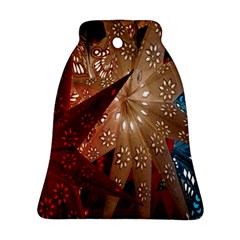 Poinsettia Red Blue White Bell Ornament (two Sides)