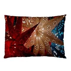Poinsettia Red Blue White Pillow Case (Two Sides)
