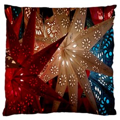 Poinsettia Red Blue White Large Cushion Case (Two Sides)