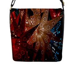 Poinsettia Red Blue White Flap Messenger Bag (l)  by Nexatart