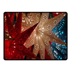 Poinsettia Red Blue White Double Sided Fleece Blanket (Small) 
