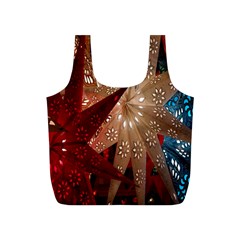 Poinsettia Red Blue White Full Print Recycle Bags (s)  by Nexatart