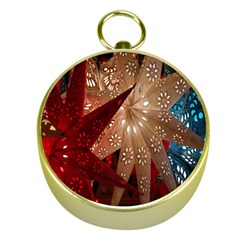 Poinsettia Red Blue White Gold Compasses