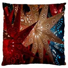 Poinsettia Red Blue White Standard Flano Cushion Case (Two Sides)