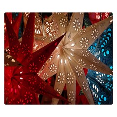 Poinsettia Red Blue White Double Sided Flano Blanket (Small) 