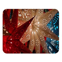 Poinsettia Red Blue White Double Sided Flano Blanket (Large) 