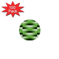 Pinstripes Green Shapes Shades 1  Mini Buttons (100 Pack)  by Nexatart