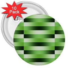 Pinstripes Green Shapes Shades 3  Buttons (10 Pack)  by Nexatart