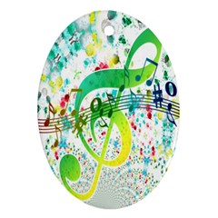 Points Circle Music Pattern Oval Ornament (two Sides)