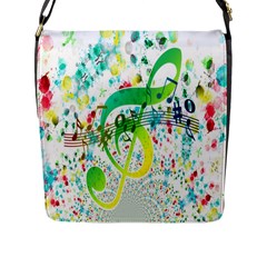 Points Circle Music Pattern Flap Messenger Bag (l)  by Nexatart