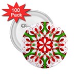 Red And Green Snowflake 2.25  Buttons (100 pack)  Front