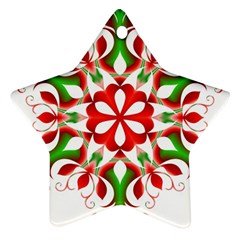 Red And Green Snowflake Star Ornament (two Sides)