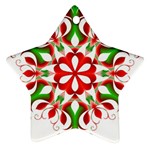 Red And Green Snowflake Star Ornament (Two Sides) Front