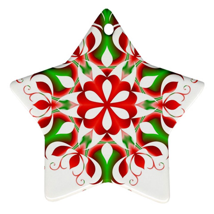 Red And Green Snowflake Star Ornament (Two Sides)