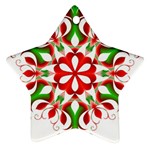 Red And Green Snowflake Star Ornament (Two Sides) Back