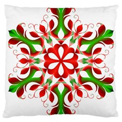 Red And Green Snowflake Large Cushion Case (two Sides)