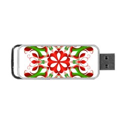 Red And Green Snowflake Portable Usb Flash (two Sides)