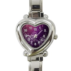 Purple Lotus Heart Italian Charm Watch