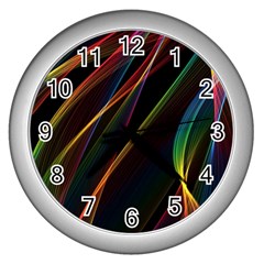 Rainbow Ribbons Wall Clocks (silver)  by Nexatart