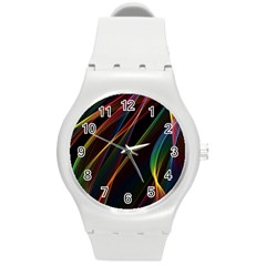 Rainbow Ribbons Round Plastic Sport Watch (m) by Nexatart