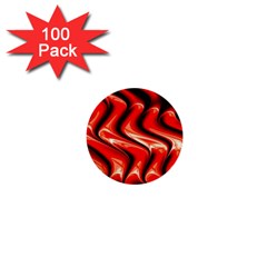 Red Fractal  Mathematics Abstact 1  Mini Buttons (100 Pack)  by Nexatart