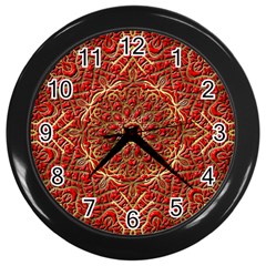 Red Tile Background Image Pattern Wall Clocks (black) by Nexatart