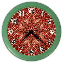 Red Tile Background Image Pattern Color Wall Clocks