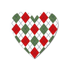 Red Green White Argyle Navy Heart Magnet by Nexatart