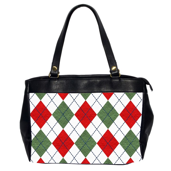 Red Green White Argyle Navy Office Handbags (2 Sides) 