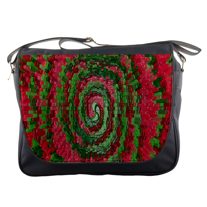 Red Green Swirl Twirl Colorful Messenger Bags