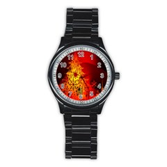 Red Silhouette Star Stainless Steel Round Watch by Nexatart