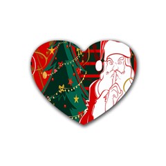 Santa Clause Xmas Heart Coaster (4 Pack)  by Nexatart
