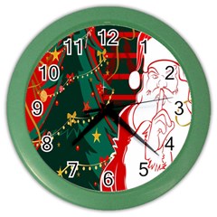 Santa Clause Xmas Color Wall Clocks by Nexatart