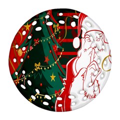 Santa Clause Xmas Round Filigree Ornament (two Sides) by Nexatart