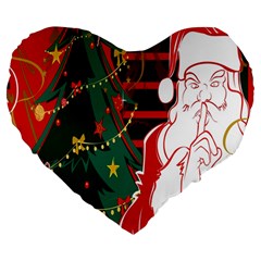 Santa Clause Xmas Large 19  Premium Heart Shape Cushions by Nexatart