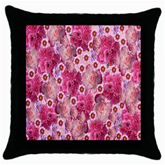 Roses Flowers Rose Blooms Nature Throw Pillow Case (black) by Nexatart