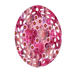 Roses Flowers Rose Blooms Nature Oval Filigree Ornament (two Sides) by Nexatart