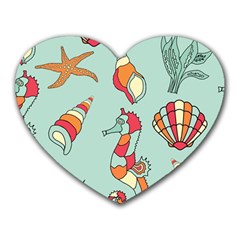 Seahorse Seashell Starfish Shell Heart Mousepads by Nexatart