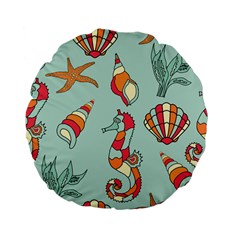 Seahorse Seashell Starfish Shell Standard 15  Premium Flano Round Cushions by Nexatart