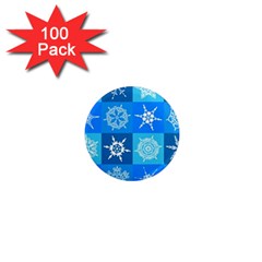 Seamless Blue Snowflake Pattern 1  Mini Magnets (100 Pack)  by Nexatart