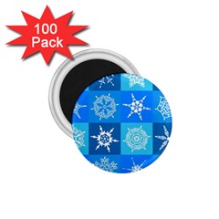 Seamless Blue Snowflake Pattern 1 75  Magnets (100 Pack)  by Nexatart