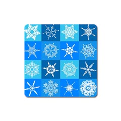 Seamless Blue Snowflake Pattern Square Magnet by Nexatart
