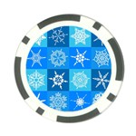 Seamless Blue Snowflake Pattern Poker Chip Card Guard Front